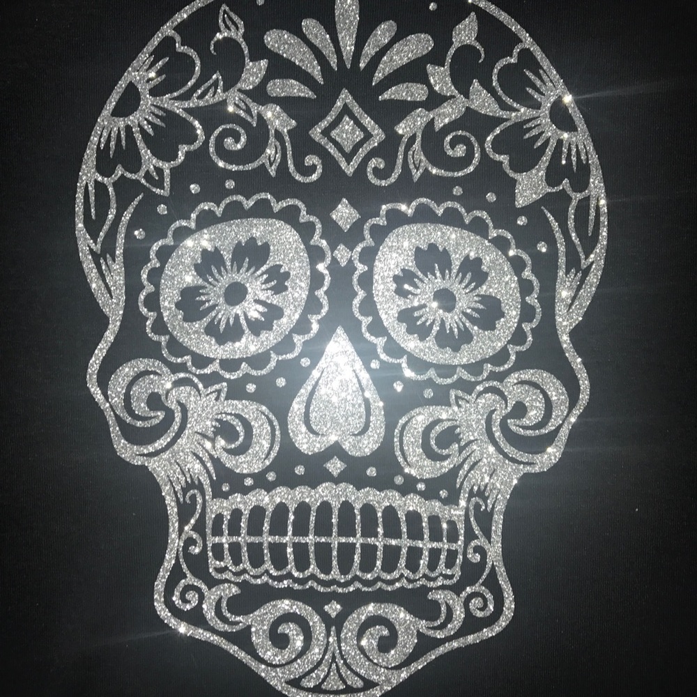 New Custom Sugar Skull Glitter T-Shirt